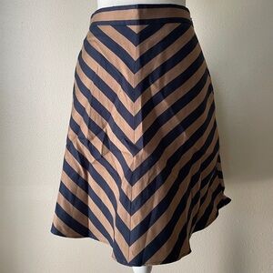Ann Taylor Blue and Tan Asymmetrical A-Line Skirt